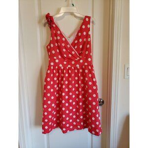 Amanda Lane pink & white polka dot, skater dress with ruffle sleeve, size 8